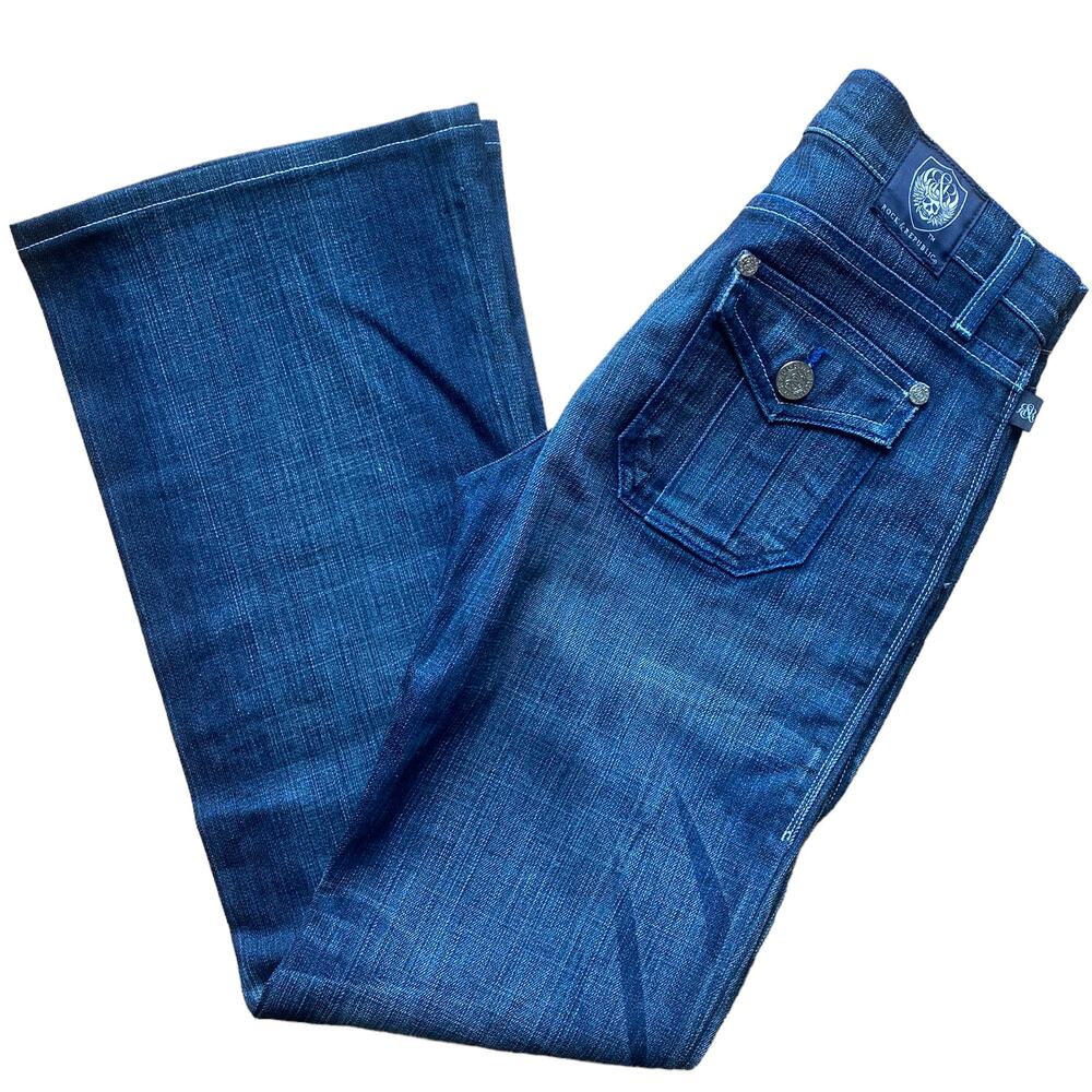 Rock & Republic Suzie Y2K  Dark Wash Wide Leg Denim Jeans Size 27